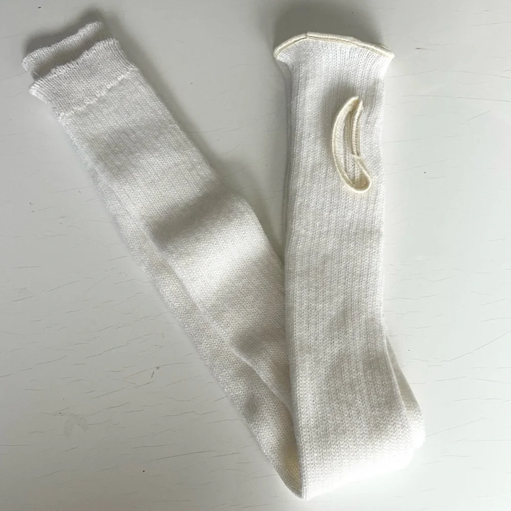 Vintage Elegant Cream Knit Women's Hosiery Leg Warmers